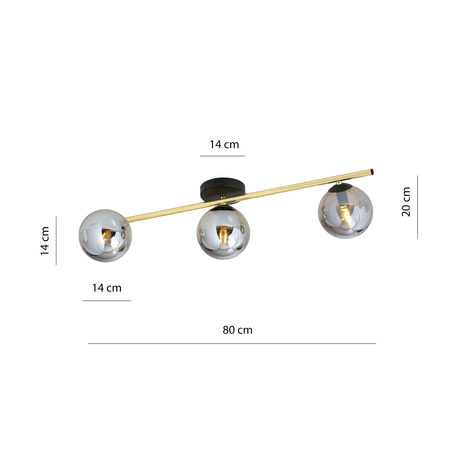 Lampa sufitowa SPLENDI 3 Emibig 1246/3 czarny/złoty