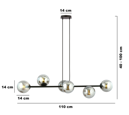 Lampa wisząca ROSSI 6 BL GRAFIT Emibig 875/6 czarny