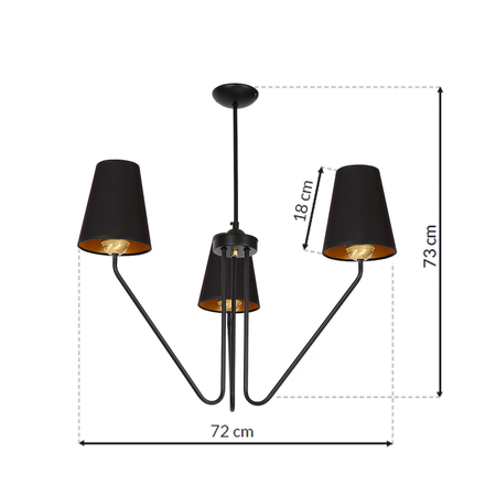 Milagro Żyrandol VICTORIA BLACK 3xE27 MLP4912 CZARNY