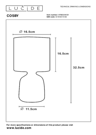 Lampa stołowa Lucide COSBY brązowy 47503/81/31