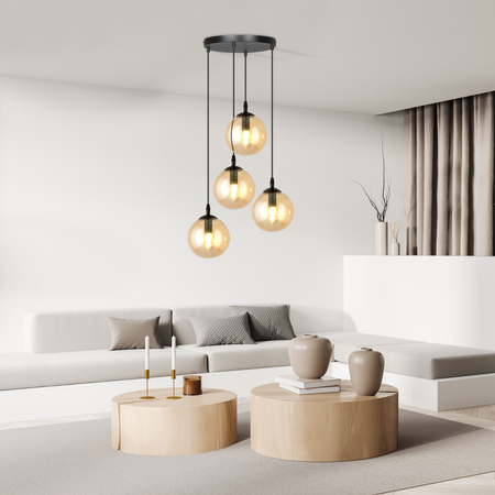 Lampa wisząca COSMO 4 BL PREMIUM MIODOWY Emibig 713/4PREM czarny/złoty
