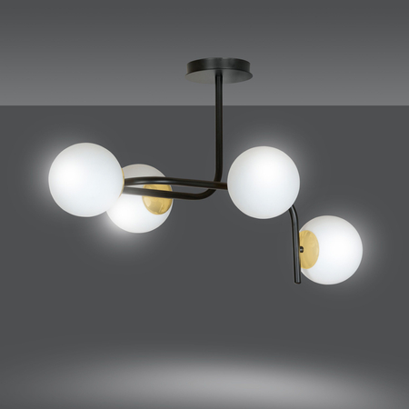 Lampa sufitowa RAGNAR 4A BLACK GOLD Emibig 1032/4A biały/czarny