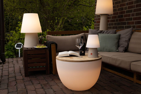 Okrągła donica LED XM Lampa solarna zewnętrzna ogrodowa przenośna 2700K 59x39 32056S biały