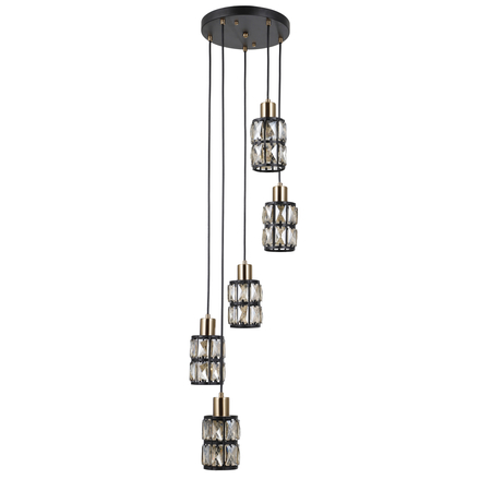 Lampa wisząca Italux Menfi PND-44236-5-BK-GD Czarny, mosiądz
