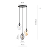 Lampa wisząca ASTRAL 3 Emibig 1268/3PREM czarny/złoty