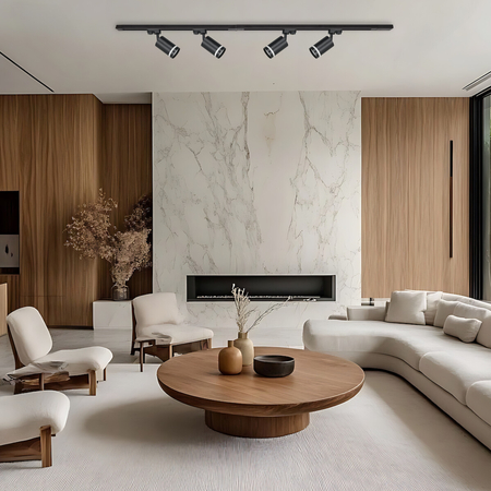 Milagro Zestaw Szynoprzewód 4xPipe Ring GU10 + Prowadnica 2x1m + Złączki - Czarny ML1687 CZARNY