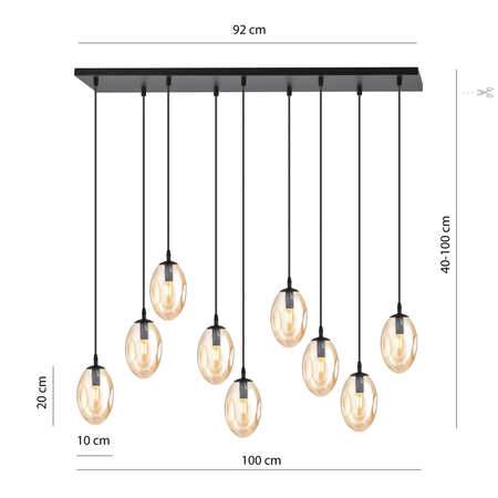 Lampa wisząca ASTRAL 9 Emibig 1267/9 czarny/złoty