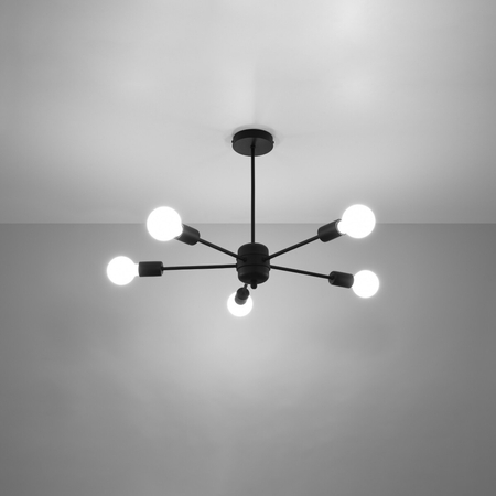 Sollux Lighting Żyrandol LANGO 5 czarny SL.1022