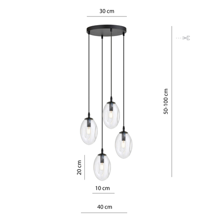 Lampa wisząca ASTRAL 4 Emibig 1265/4PREM czarny