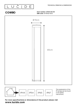 Lampa zewnętrzna Lucide COMBO czarny 27874/65/30