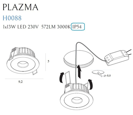 Oprawa wpuszczana Maxlight H0088 czarny/chrom