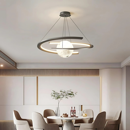 Lampa wisząca Abigali Moon w kształcie księżyca spiralna czarny