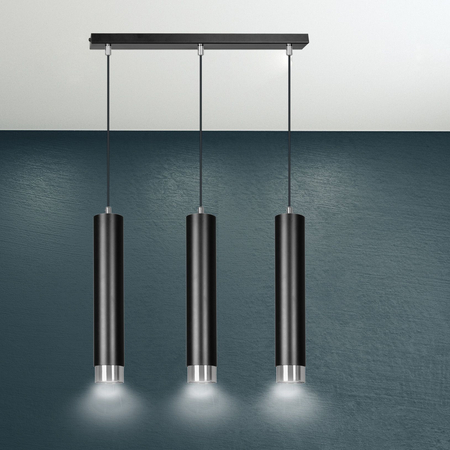 Lampa wisząca KIBO 3 BL/CHROME Emibig 643/3 czarny/chrom
