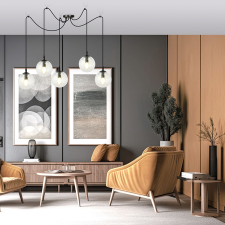 Lampa wisząca GIGI 5 BL TRANSPARENT Emibig 936/5 czarny