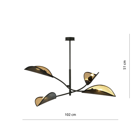 Lampa sufitowa LOTUS 4 BLACK/GOLD Emibig 1106/4 czarny/złoty