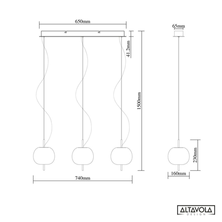 Złota lampa wisząca LED Apple CL3