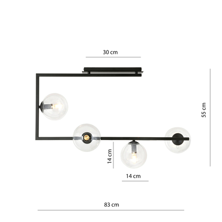 Lampa sufitowa SOMA 4 Emibig 1289/4 czarny