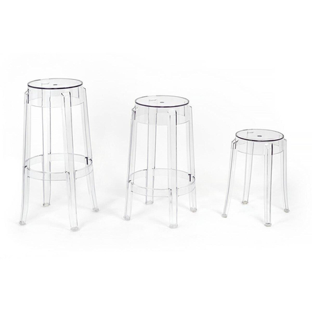 Krzesło barowe CHARLES 76 transparentne - poliwęglan