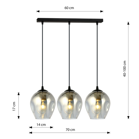 Lampa wisząca ISTAR 3 BL GRAFIT Emibig 680/3 czarny