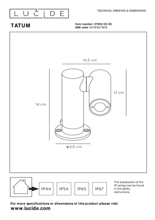 Lampa zewnętrzna Lucide TATUM 27893/05/29 czarny
