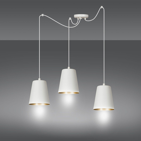 Lampa wisząca LINK 3 WHITE / GOLD Emibig 456/3 biały/złoty