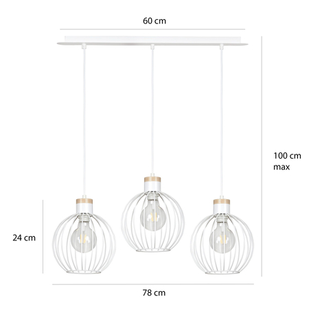 Lampa wisząca BARBADO 3 WHITE Emibig 755/3 biały