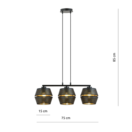 Lampa wisząca MALIA 3 Emibig 1185/3 czarny/złoty