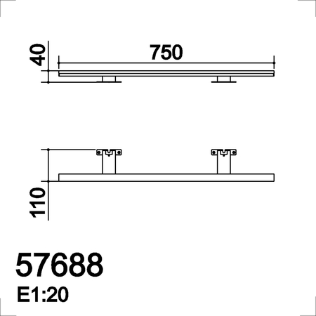 Lampa łazienkowa TIWALL KIT (uchwyt lustro/ściana/szafka) czarny mat LED 20W 750mm 3000K IP44