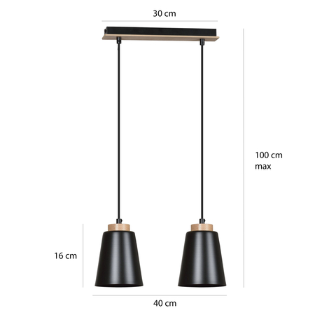 Lampa wisząca BOLERO 2 BLACK Emibig 442/2 czarny