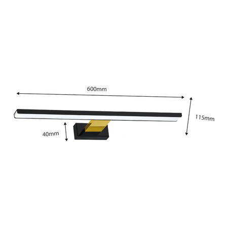 Milagro Kinkiet SHINE BLACK/GOLD 60cm 13,8W LED ML7885 CZARNY / ZŁOTY