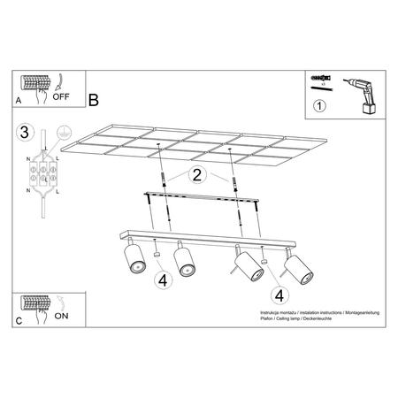 Sollux Lighting Plafon RING 4L szary SL.0453
