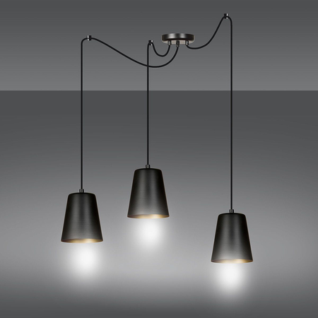 Lampa wisząca LINK 3 BLACK / GOLD Emibig 455/3 czarny/złoty