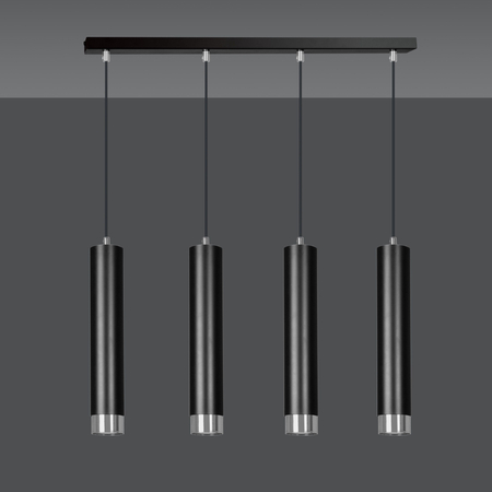 Lampa wisząca KIBO 4 BL/CHROME Emibig 643/4 czarny/chrom