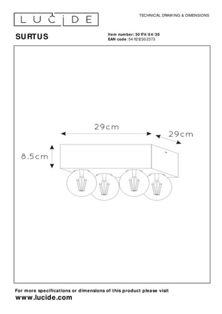 Lampa sufitowa Lucide SURTUS 30174/04/30 czarny