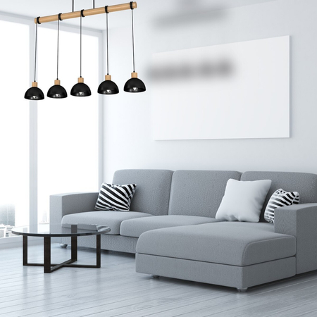 Milagro Lampa wisząca ERIK Black/Wood 5xE27 MLP7227 CZARNY