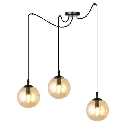 Lampa wisząca GIGI 3 BL MIODOWY Emibig 938/3 czarny/złoty