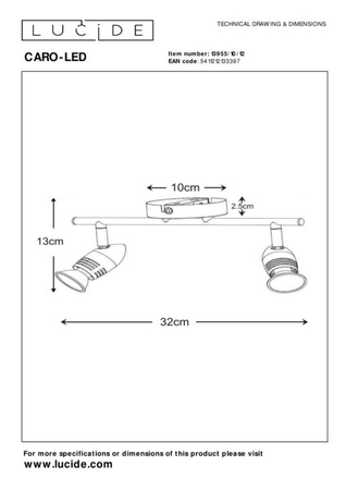 Reflektor Lucide CARO-LED srebrny 13955/10/12