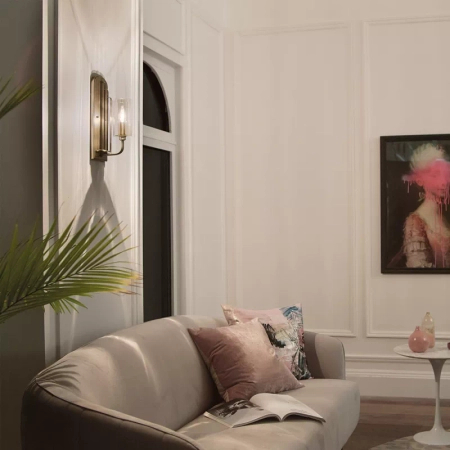 Kinkiet Kimrose - 1 źródło światła - Szczotkowany naturalny mosiądz Quintiesse QN-KIMROSE1-BNB