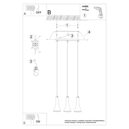 Sollux Lighting Lampa wisząca REA 3P beton SL.1226