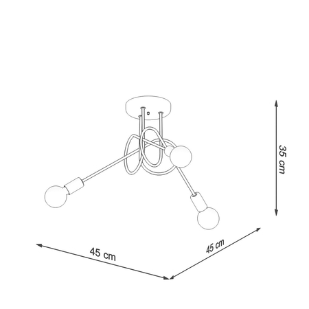 Sollux Lighting Żyrandol LOOP 3 czarny SL.1434