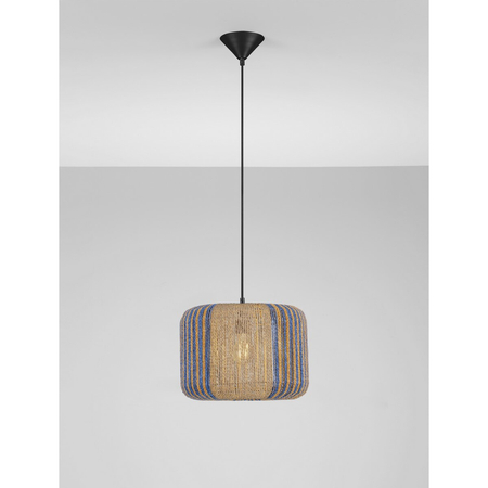 Lampa wisząca Luces Exclusivas BELUNCA LE45351 drewno jasne i ciemne, niebieski