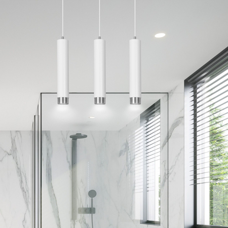 Lampa wisząca KIBO 3 WH/CHROME Emibig 641/3 biały/chrom