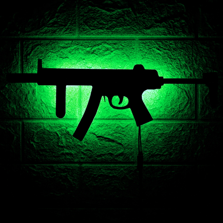 Lampa gamingowa LED Abigali USB COD karabin MP5 RGB z pilotem czarny