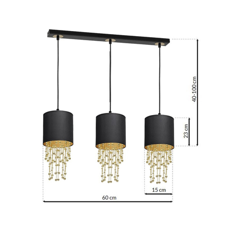 Milagro Lampa wisząca ALMERIA BLACK/GOLD 3xE27 MLP64400 CZARNY / ZŁOTY