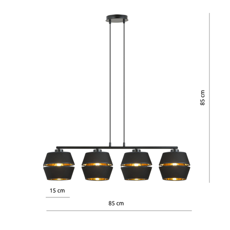 Lampa wisząca PIANO 4 Emibig 1183/4 czarny/złoty