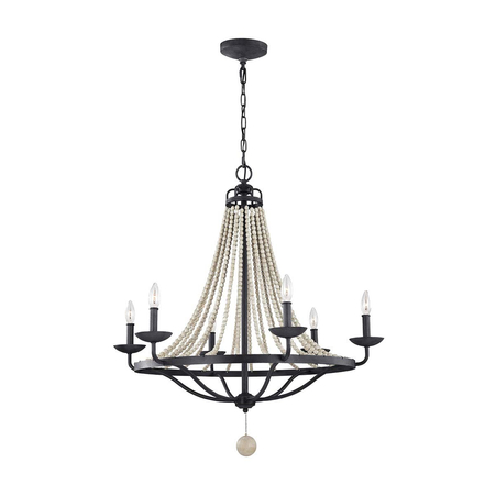 Żyrandol Elstead Lighting Nori drewniany FE-NORI6-DWZ