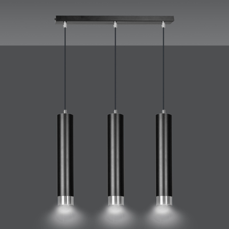 Lampa wisząca KIBO 3 BL/CHROME Emibig 643/3 czarny/chrom