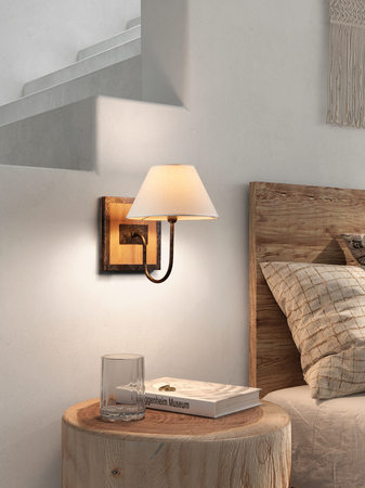 Lampa ścienna JIPS 1xE14 czarny, naturalny drewniany