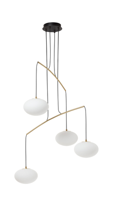 Lampa wisząca PRESS mosiądz mat 4xE27 szkło mleczne