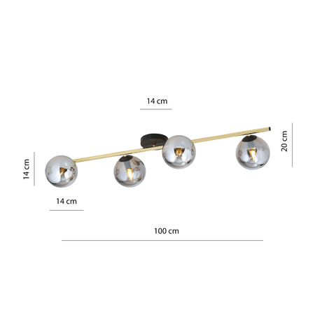 Lampa sufitowa SPLENDI 4 Emibig 1246/4 czarny/złoty